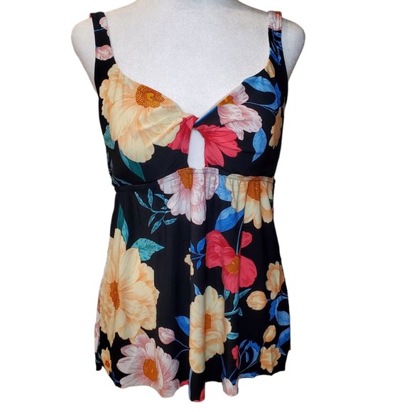 NWT Tankini Swim Top Size 12 Dreamsuit by Miracle Brands Black Pink Blue Multi - Picture 6 of 10